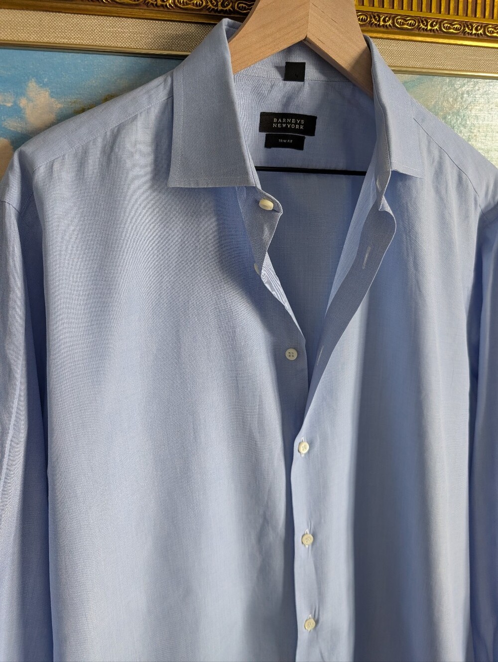 Barneys New York Light Blue Men's Dress Shirt - Classic Spread Collar